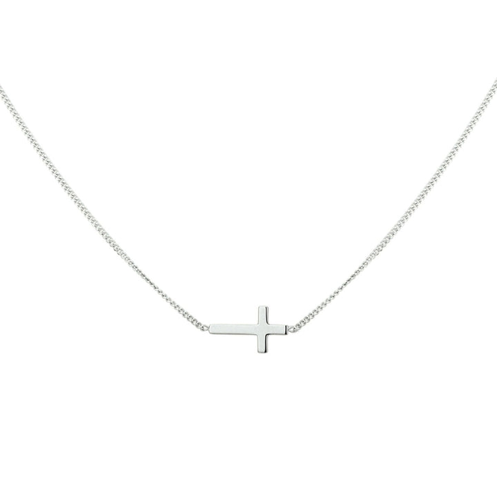 Zilveren ketting met kruisje – gerhodineerd anker collier