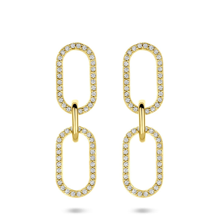 Verguld zilveren oorhangers met zirkonia – 33 mm