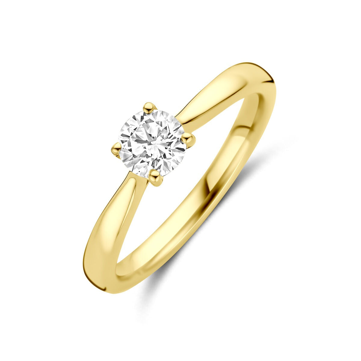 Anillo de oro amarillo de 14k con diamante lab-grown de 0.50 ct.