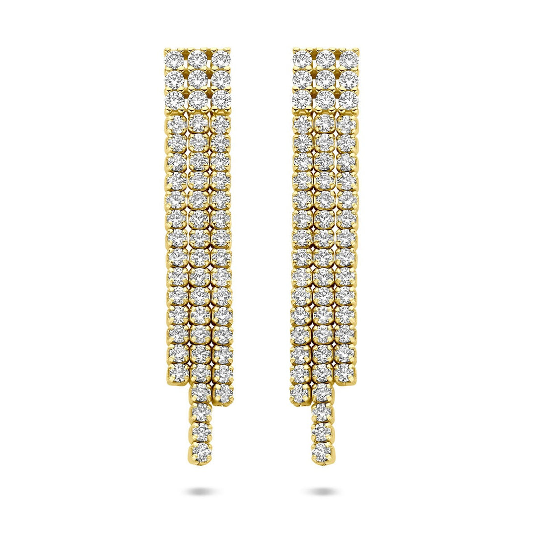 Vergulde oorhangers met zirkonia – entourage zetting 36 mm
