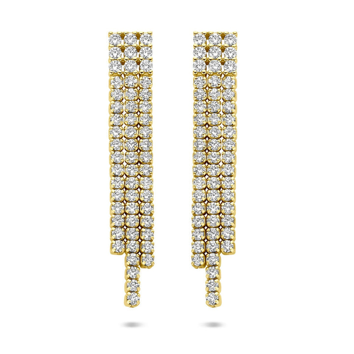 Vergulde oorhangers met zirkonia – entourage zetting 36 mm