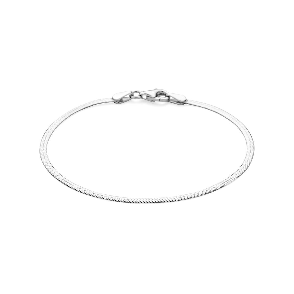 Pulsera de serpiente de plata 925 con acabado en rodio, de 2 mm de grosor.