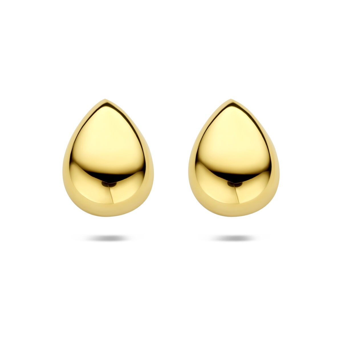 Pendientes de gota en plata dorada con un acabado brillante y forma fluida.