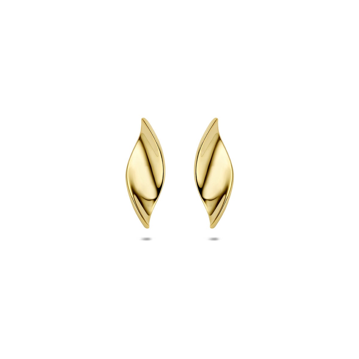 Pendientes de oro amarillo de 9 quilates con forma ondulada y acabado pulido.