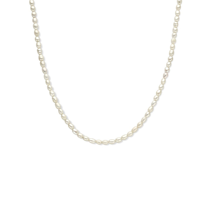 Zilveren dames ketting – gerhodineerd collier met zoetwaterparels