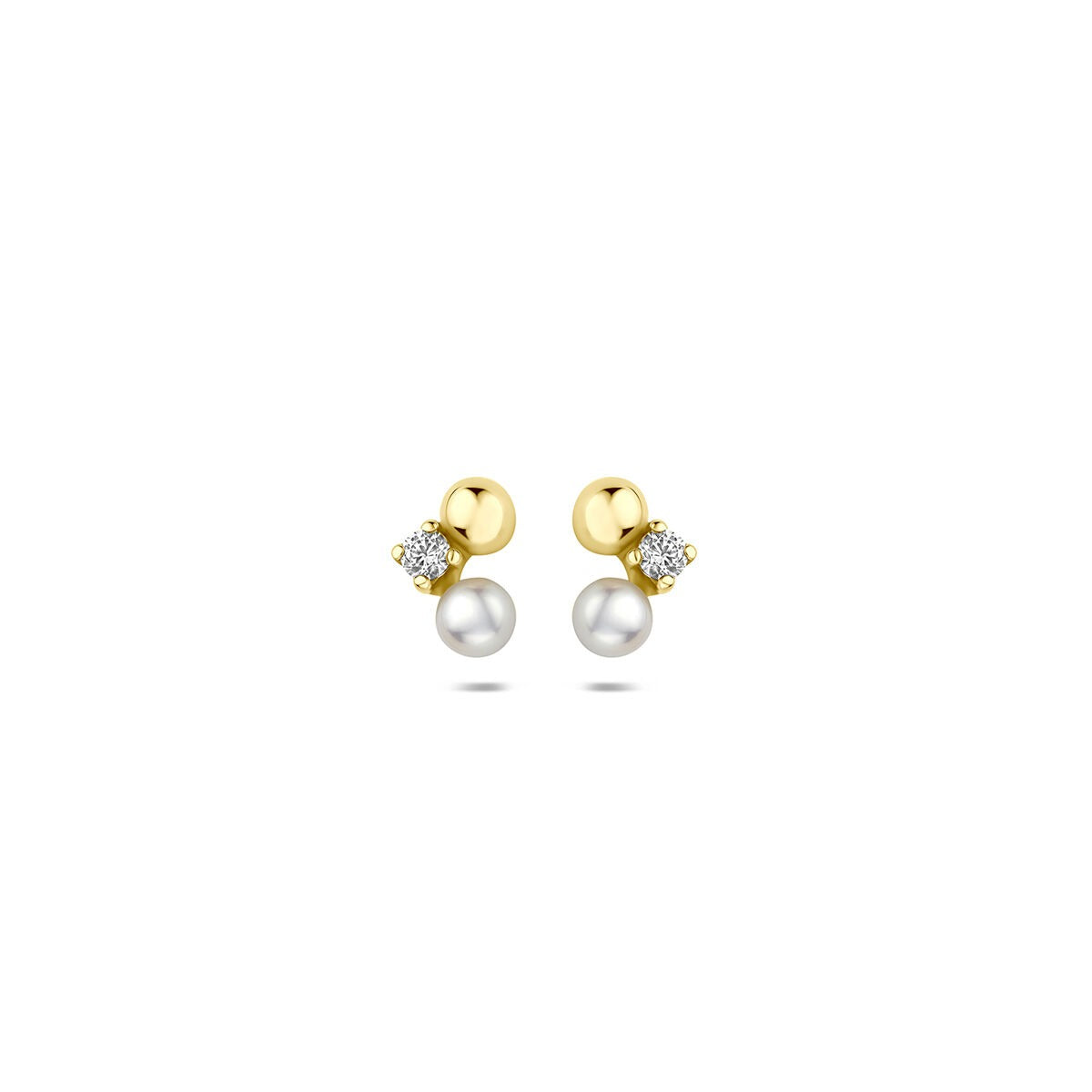 Pendientes de oro amarillo de 9k con perla de agua dulce y circonitas.