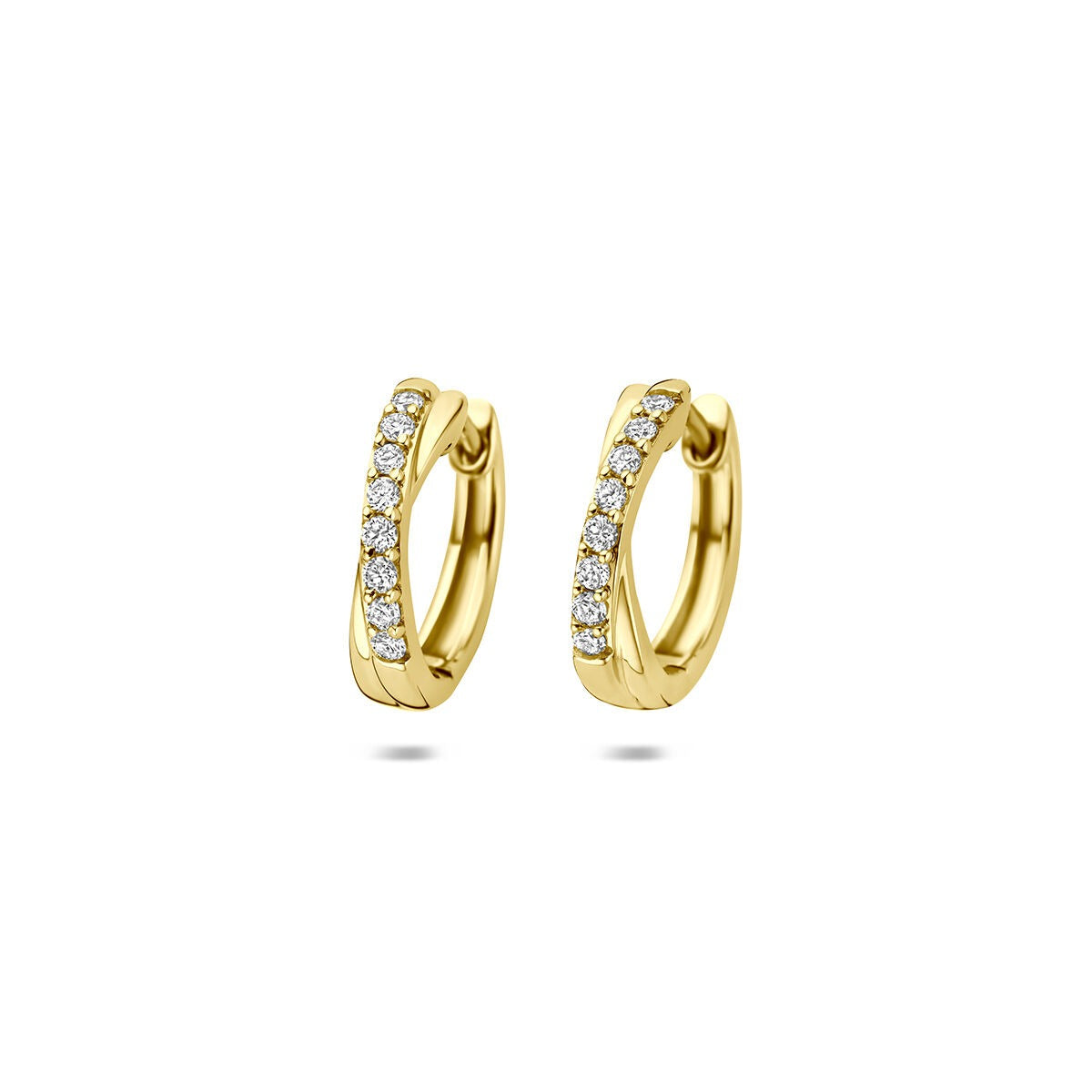 Pendientes de aro de oro amarillo de 14k con diamantes cultivados en laboratorio de 0,20 ct.