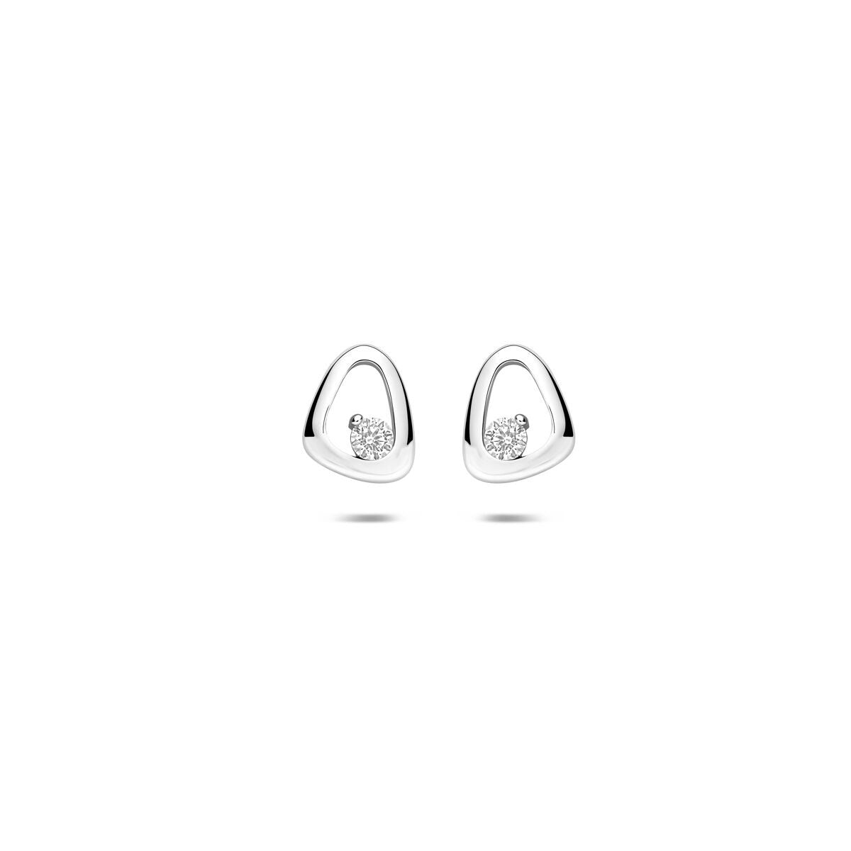 Pendientes de plata 925 con circonitas, de forma triangular y acabado rodiado, de 7,5 mm.