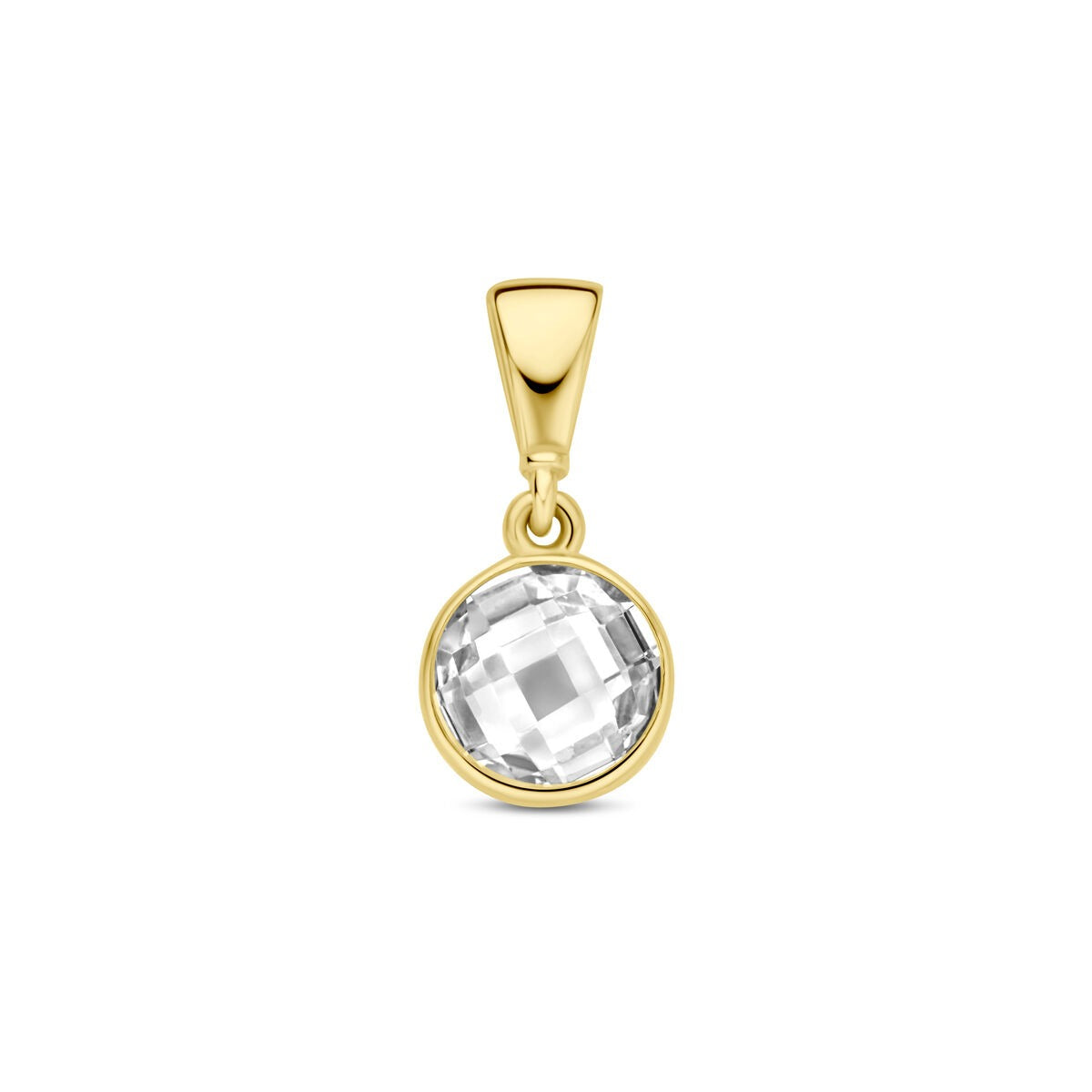 Colgante de oro amarillo de 9 quilates con zirconia redonda.
