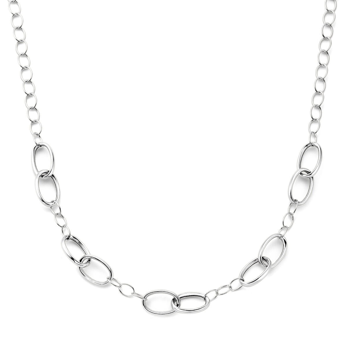 Collar de plata rodiada 925 con eslabones ancla anchos de 11 mm y longitud de 45 cm.