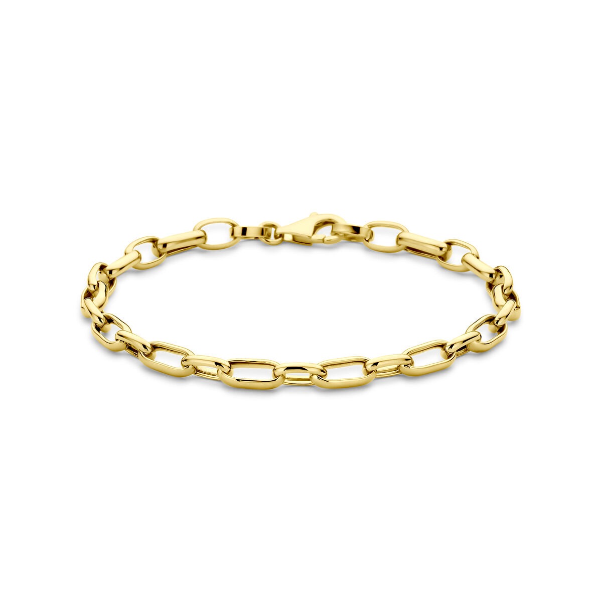 Pulsera de ancla de 14k en color dorado, con eslabones de 4.8 mm.