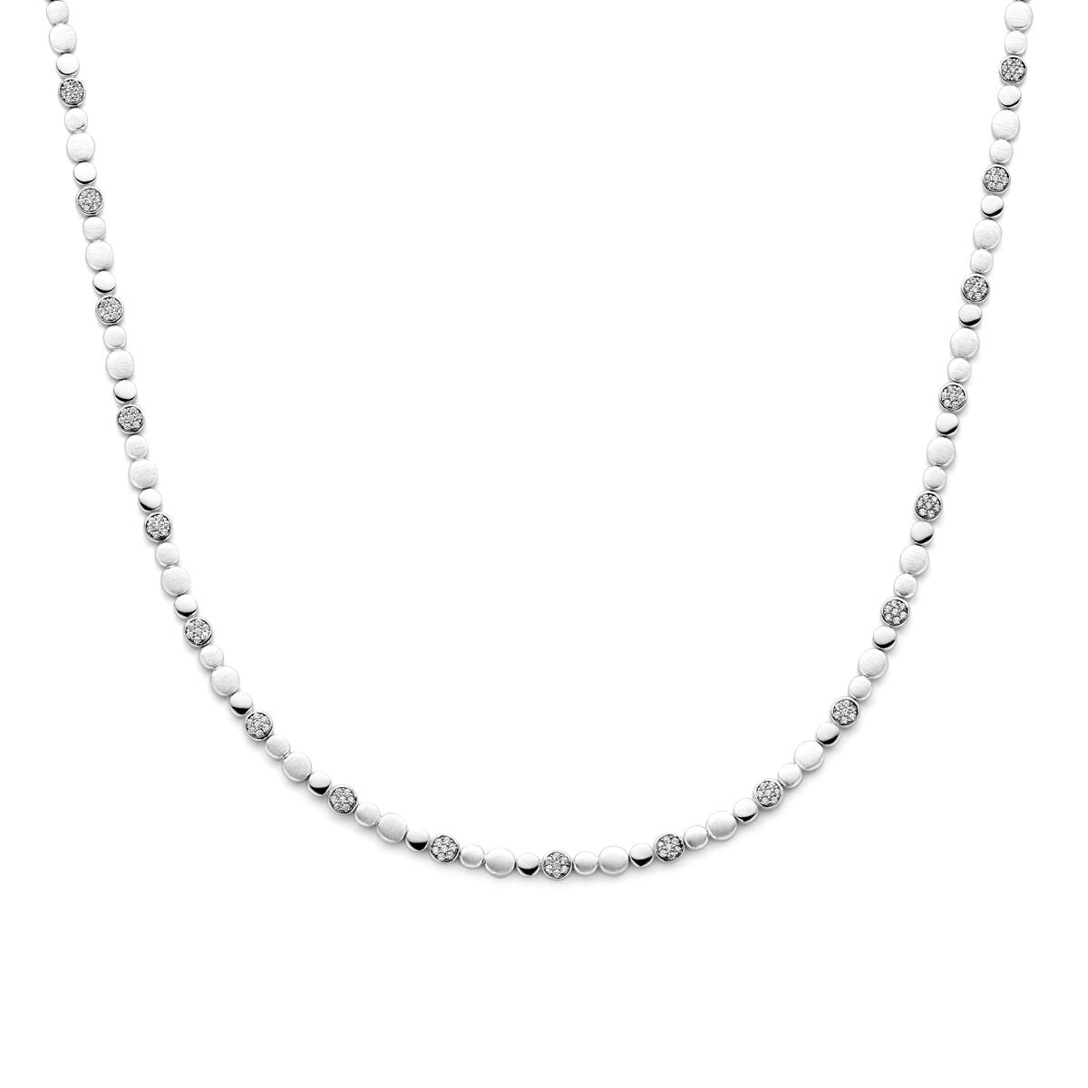 Cadena de plata para dama con circonitas, de plata 925 rodiada, de 5,1 mm y 45 cm de largo.