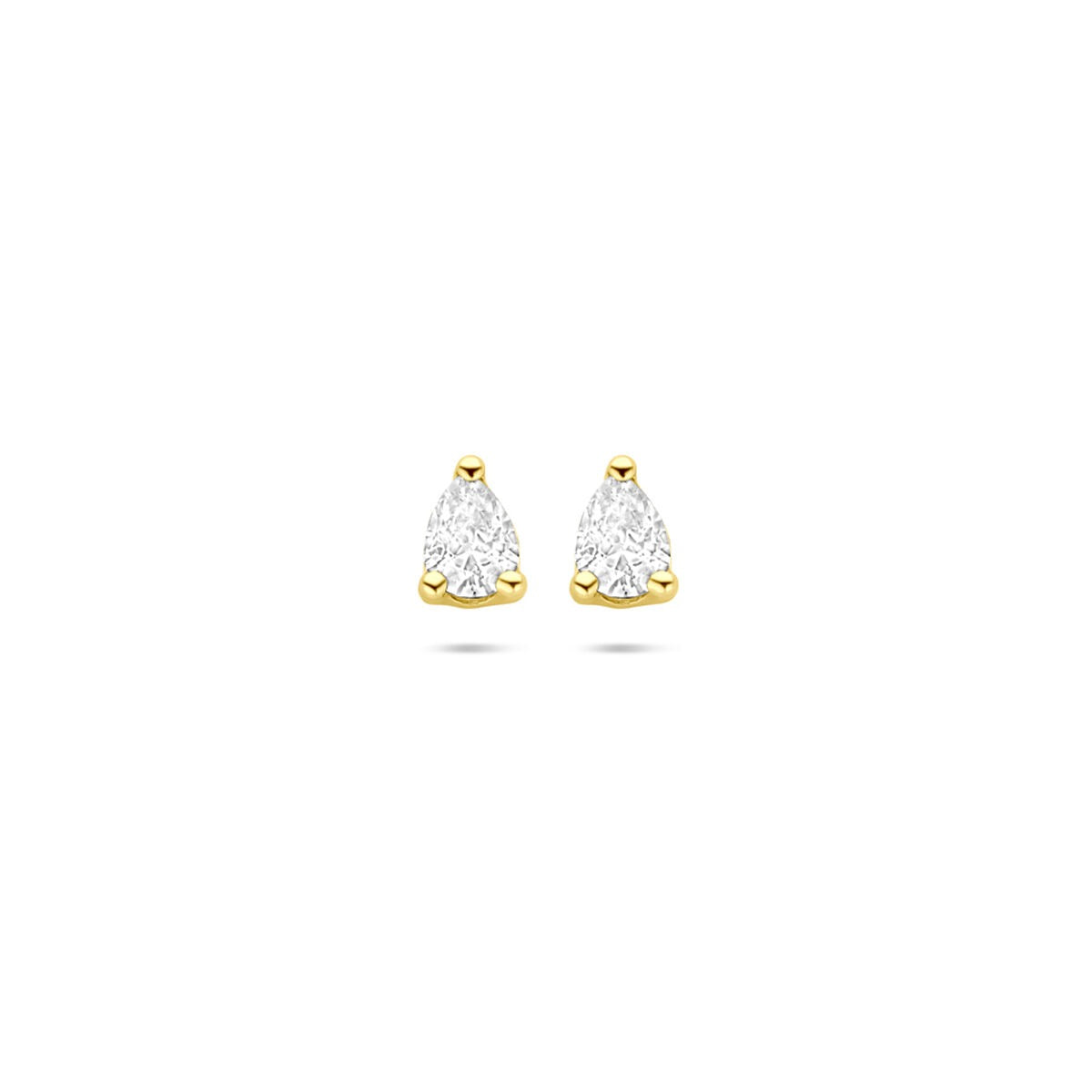 Pendientes de oro de 14k con circonitas en forma de pera de 5 mm.