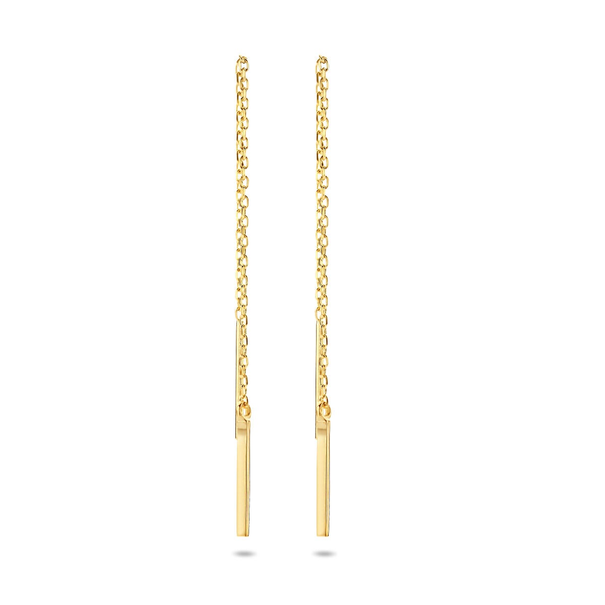 Pendientes largos de oro amarillo de 9 quilates con barra.