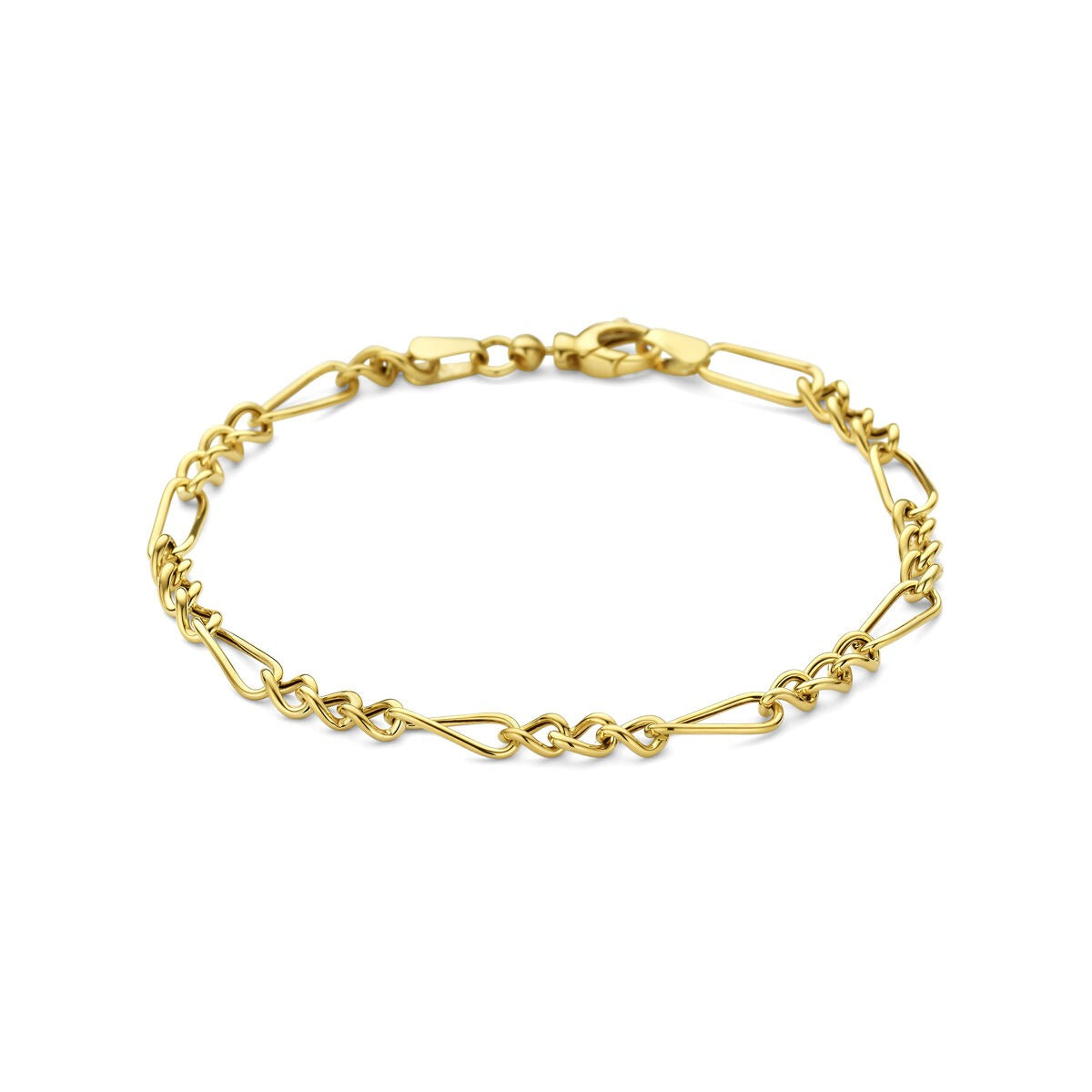 Pulsera de ancla de oro amarillo de 9 quilates, con eslabones de 4 mm y cierre de langosta.