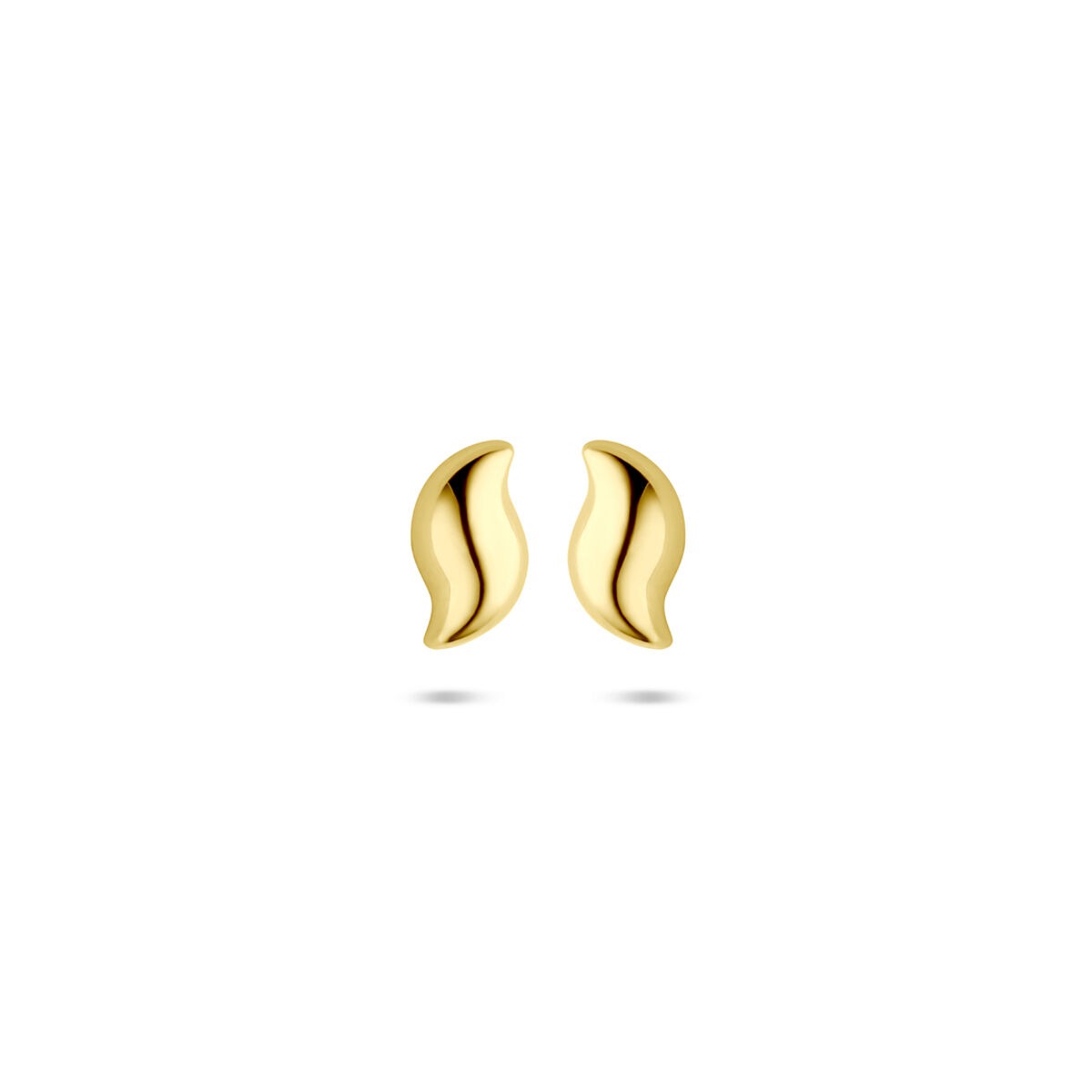 Pendientes de oro amarillo de 14k con forma ondulada y acabado pulido.