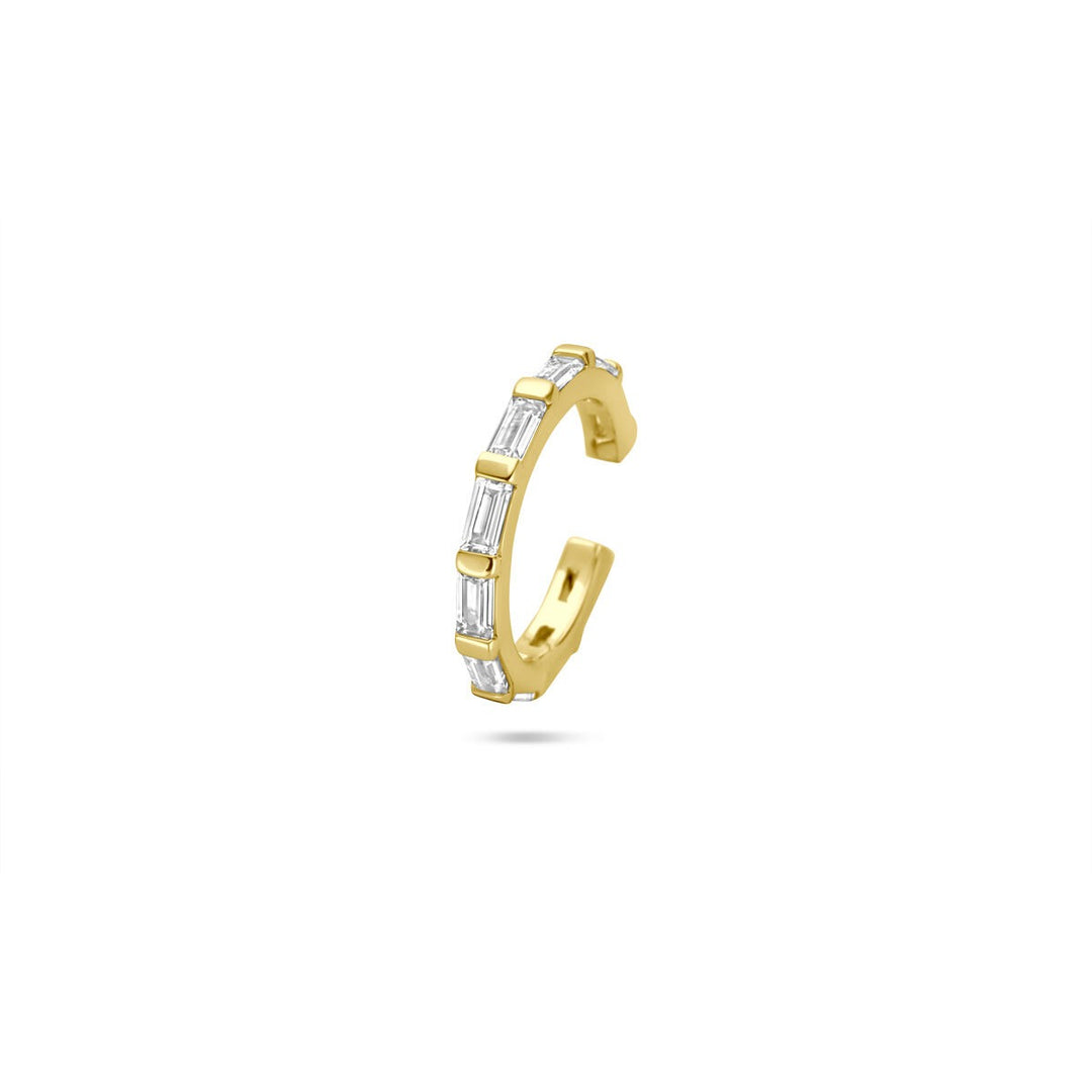 Verguld zilveren ear cuff met baguette zirkonia – Dames Oorbellen