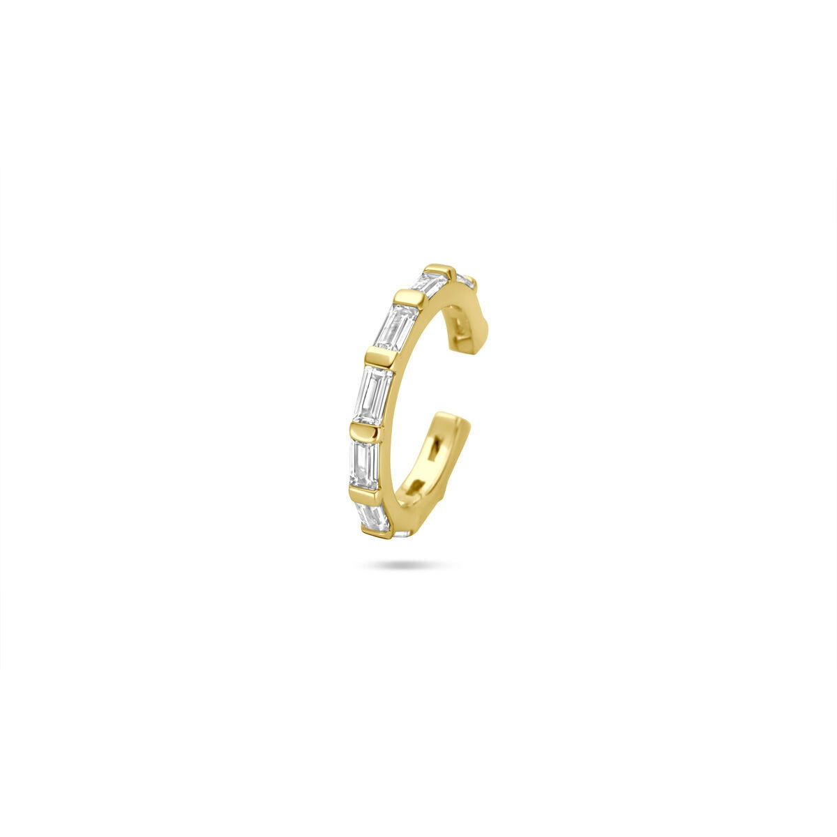 Ear cuff dorado de plata con circonitas baguette.
