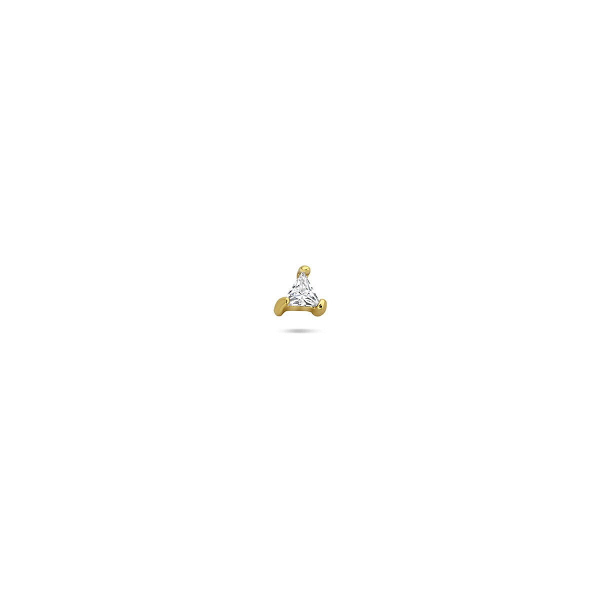 Piercing de plata 925 bañada en oro con una zirconia triangular.