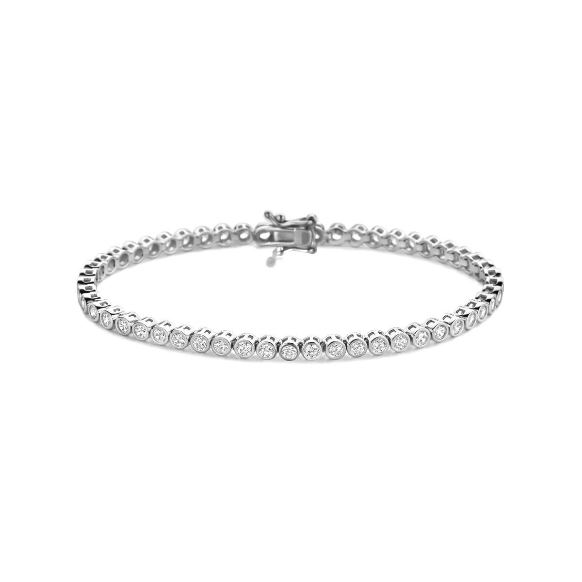 Pulsera de tenis de plata rodiada con circonitas, de 3.4 mm de ancho.