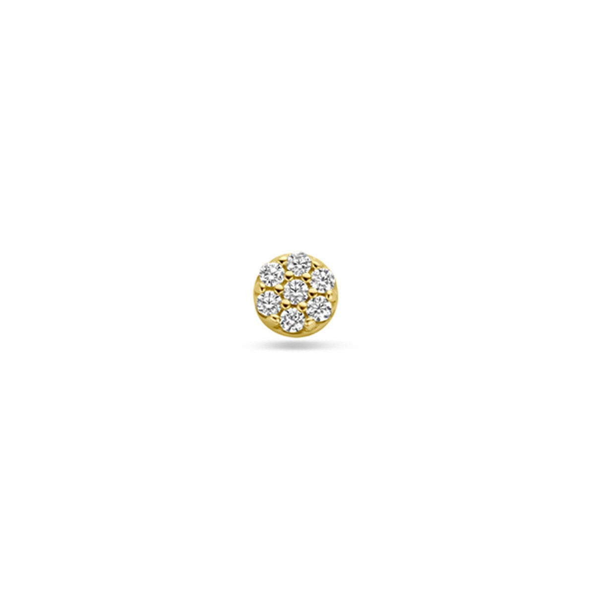 Piercing de 9k de oro amarillo con pavé de circonitas de 3,5 mm en forma redonda.