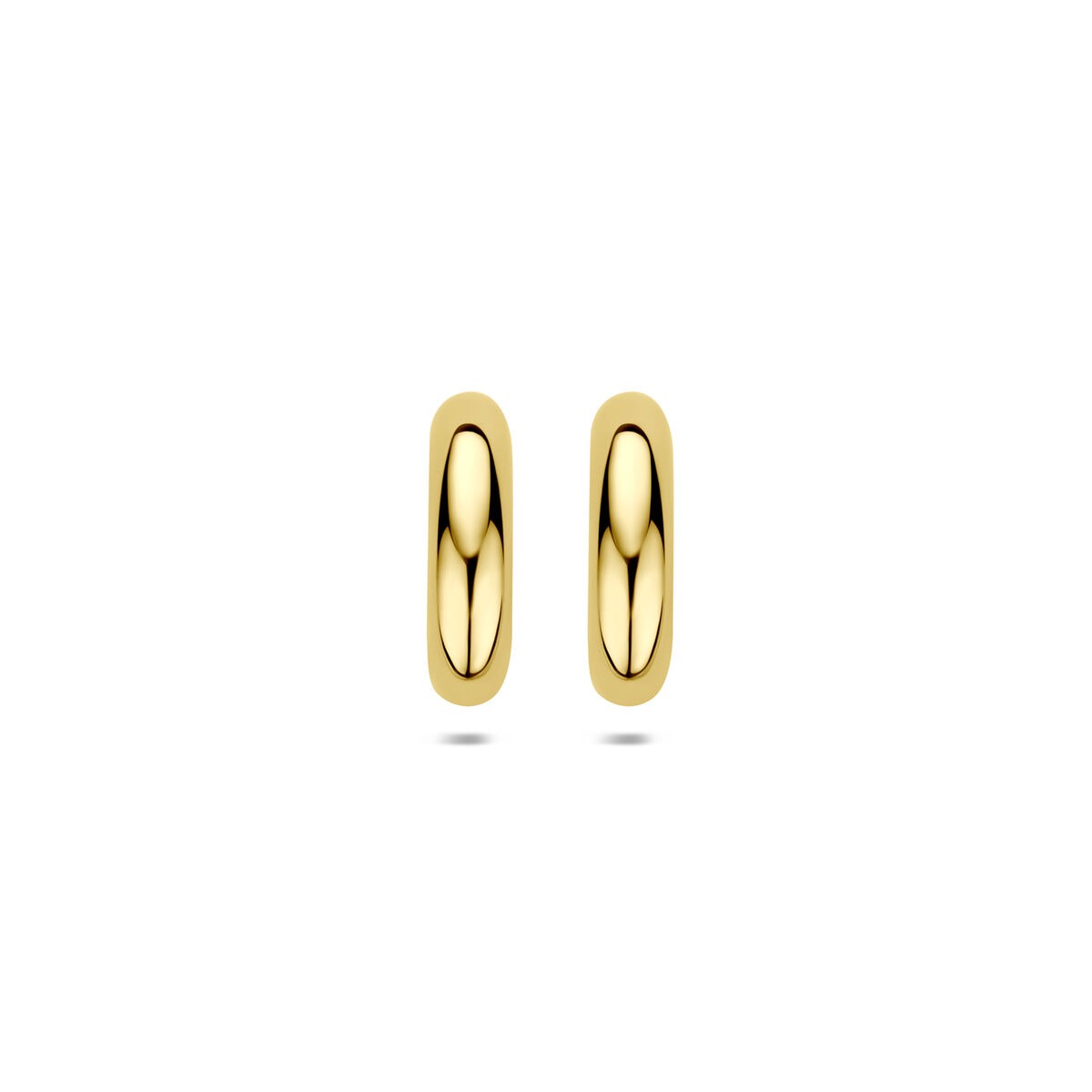 Pendientes de aro de oro amarillo de 14k con un diseño liso y pulido.