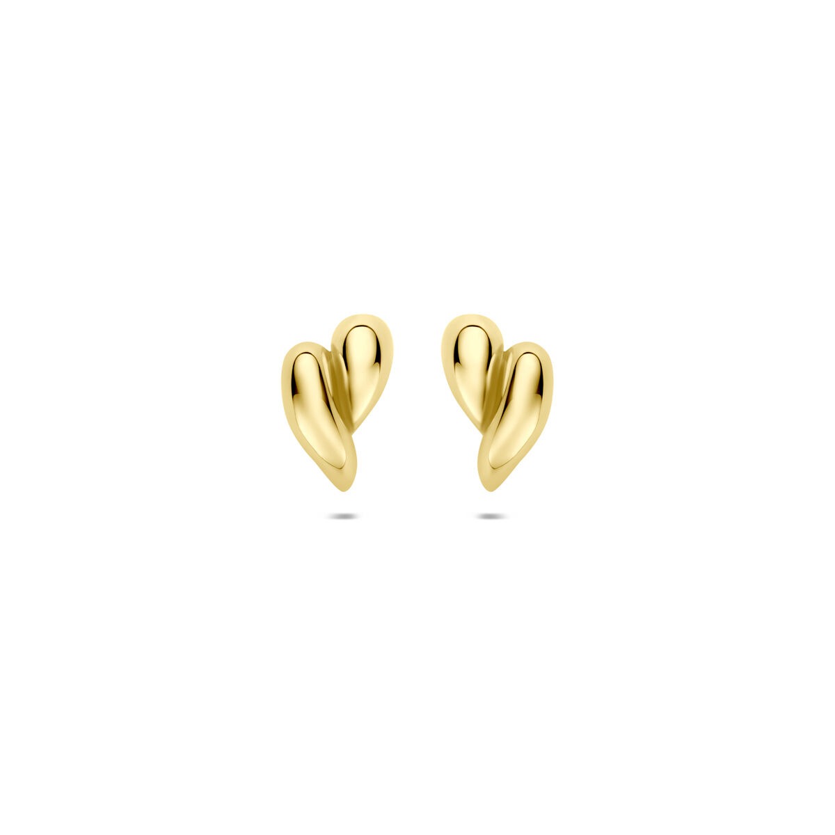 Pendientes de oro amarillo con forma de corazón, de diseño elegante y acabado pulido.