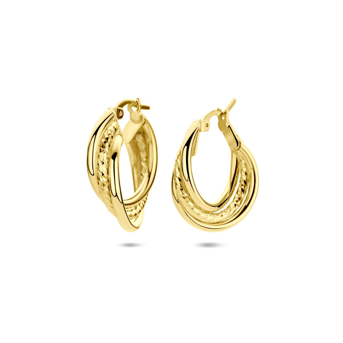 Aros de plata dorada de 23,5 mm con un diseño texturizado y brillante.