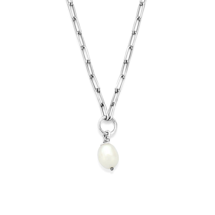 Gerhodineerd 925 zilveren collier met zoetwaterparel