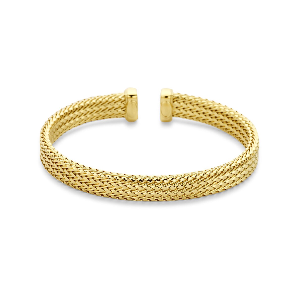 Pulsera de plata 925 bañada en oro, con diseño trenzado y cierre abierto, de 59 x 8 mm.
