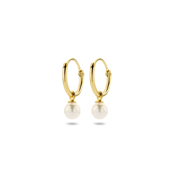 Gouden oorringen met zoetwaterparel – 14k