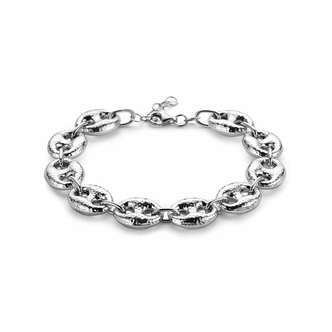 Zilveren dames armband – gerhodineerd met brede anker schakel