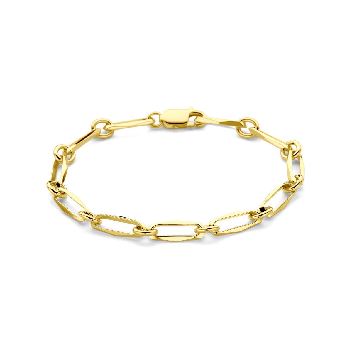 Pulsera de oro amarillo de 14k, con eslabones cerrados de 5.5 mm.