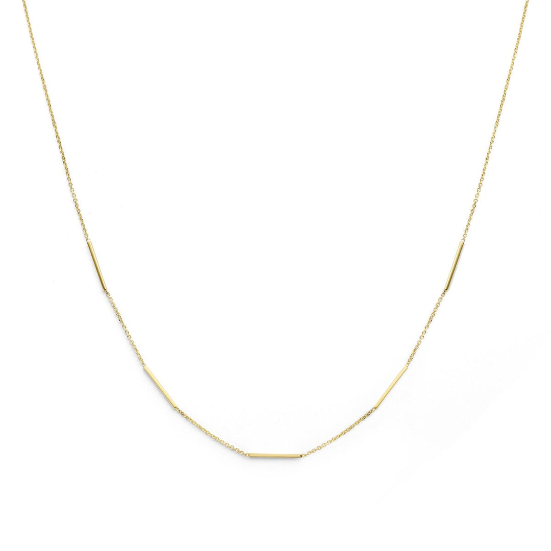 14k Geelgouden collier met buisjes