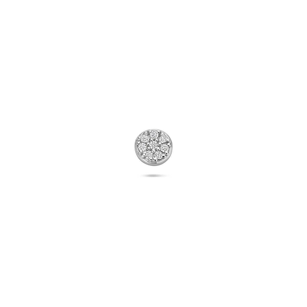 Pendiente de primera puesta de plata rodiada con pavé de circonitas.
