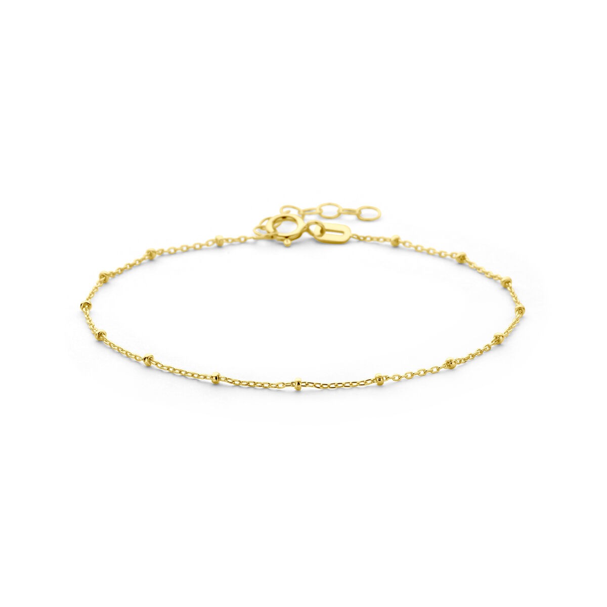 Pulsera de bolitas en oro amarillo de 9 quilates con cierre de langosta.