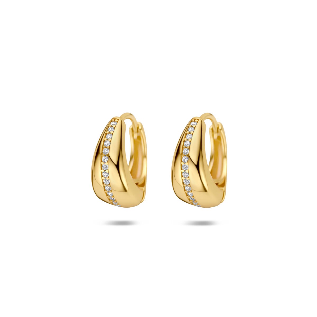 Pendientes de aro dorados de plata 925 con circonitas.