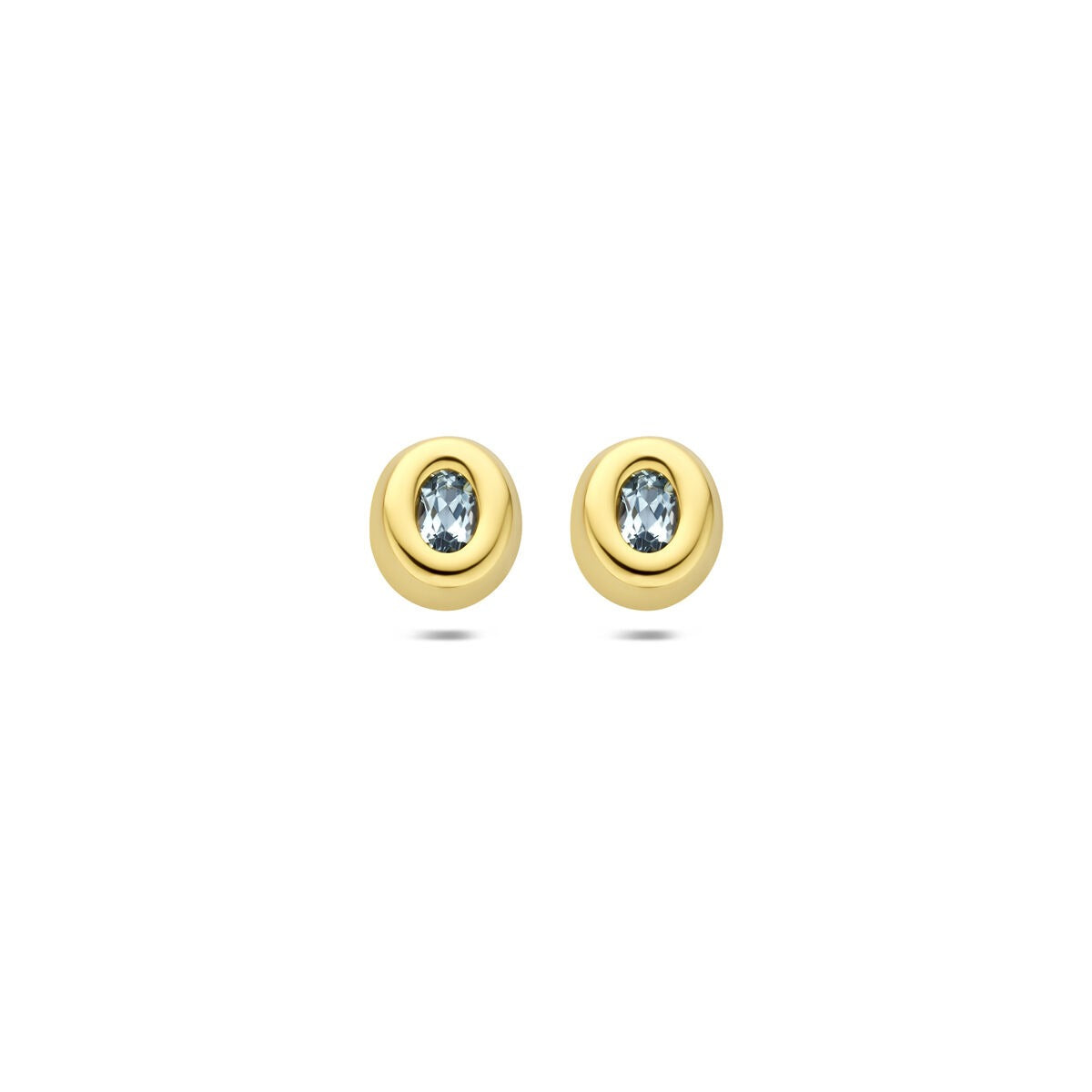 Pendientes de oro amarillo de 9 quilates con topacio azul en forma ovalada.