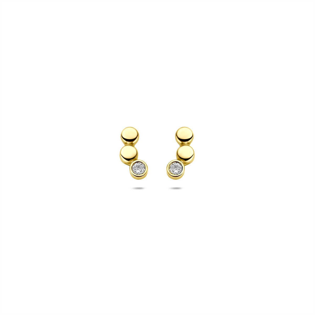 Pendientes de oro amarillo de 9k con circonitas, de forma redonda y tamaño 8,5x4mm.