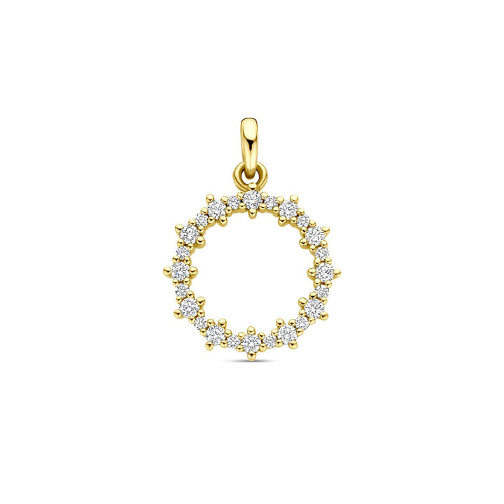 14k Geelgouden hanger met diamant – 0.25 ct, 18 mm hoog