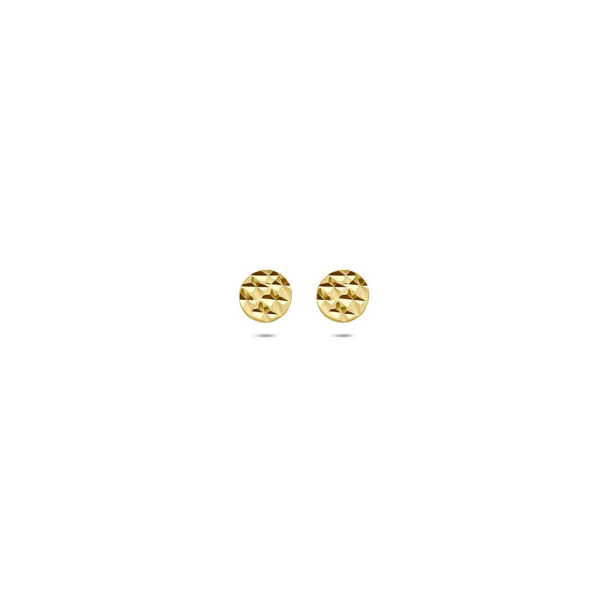 Pendientes de oro amarillo de 9 quilates con diseño redondo y textura martillada.