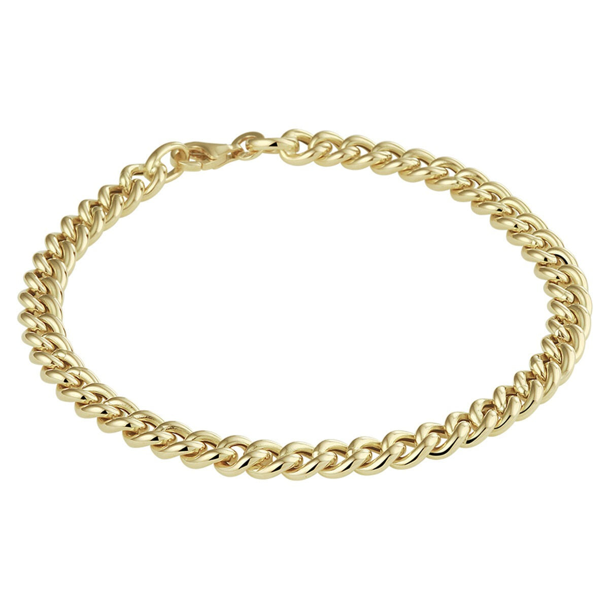 Pulsera gourmet de oro amarillo de 14k, 5,2 mm de ancho y 19 cm de largo.