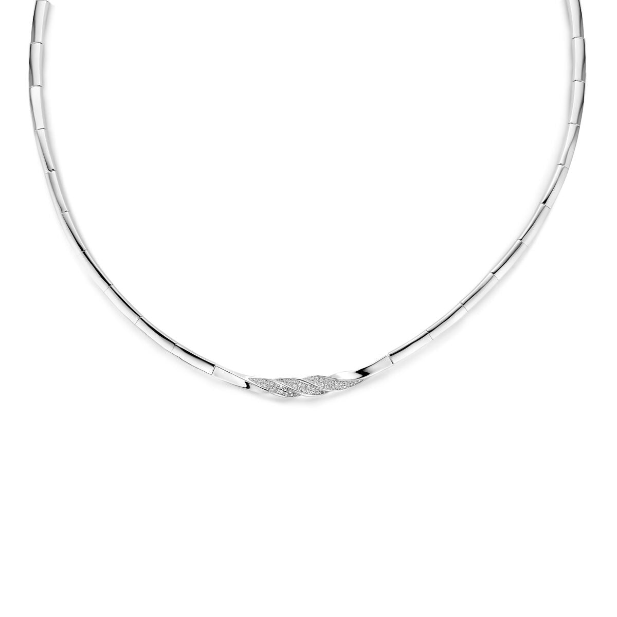 Collar de plata 925 rodiada con detalles en zircón.
