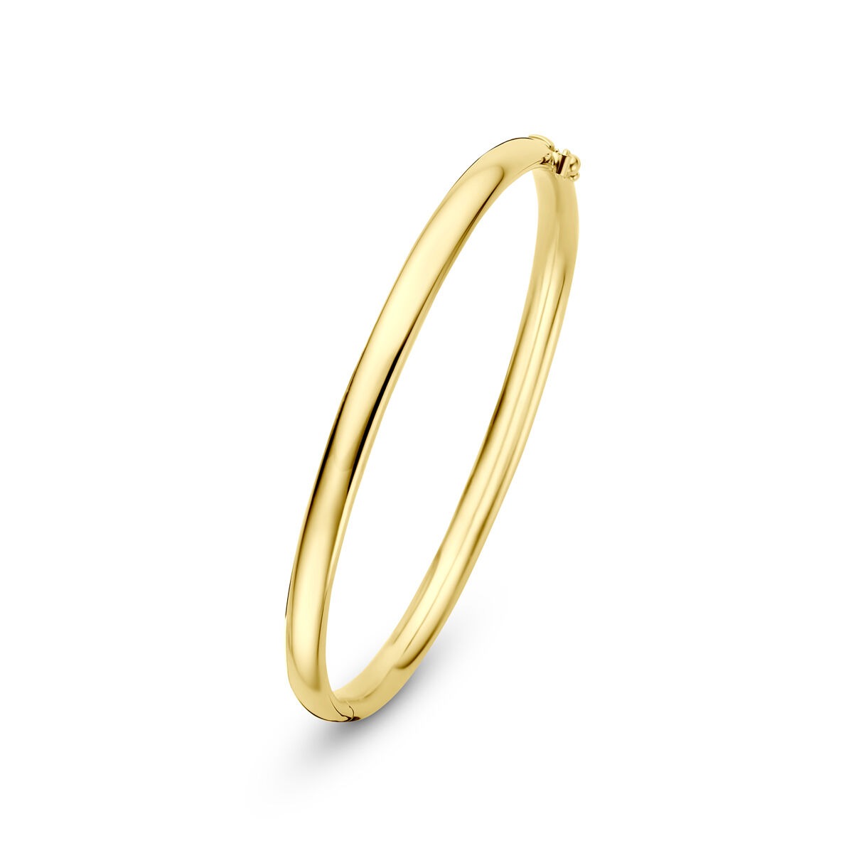Brazalete de oro amarillo de 14k, diseño liso y delgado de 5 mm.