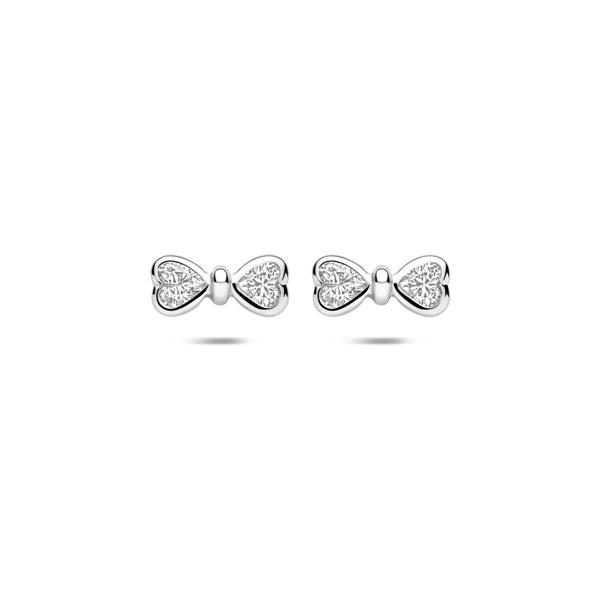 Pendientes de plata en forma de lazo con zirconitas, tamaño de 4 mm.