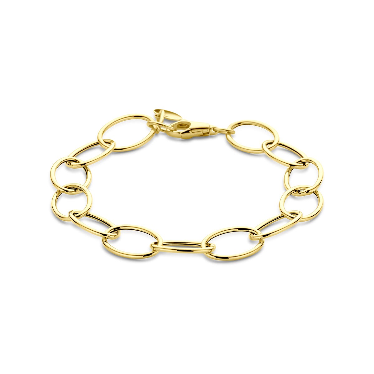 Pulsera de dama de 14k en oro amarillo con eslabones de alambre.