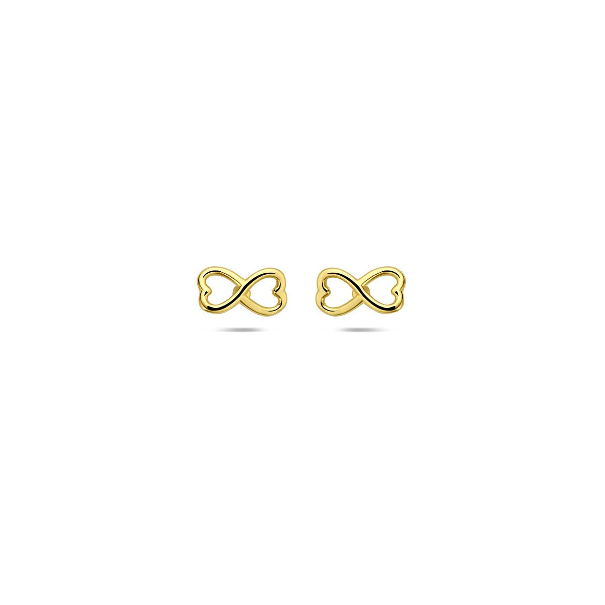 Pendientes de botón en forma de corazón de oro amarillo de 9k