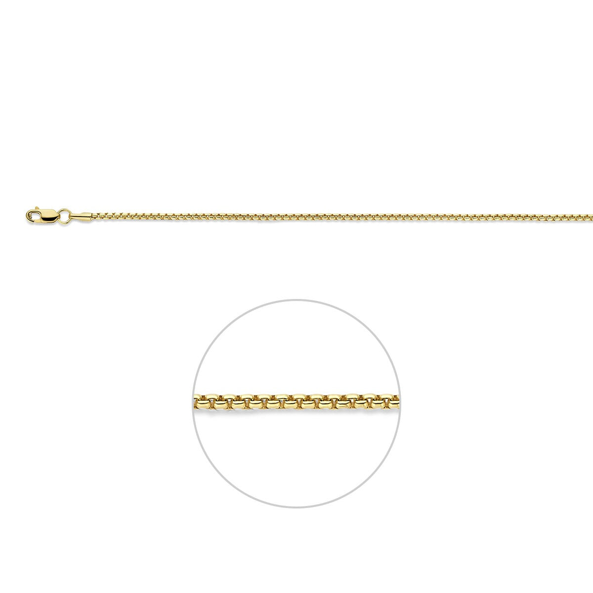 Cadena veneciana de 14k con núcleo plateado, longitud de 45 cm, con eslabones brillantes.