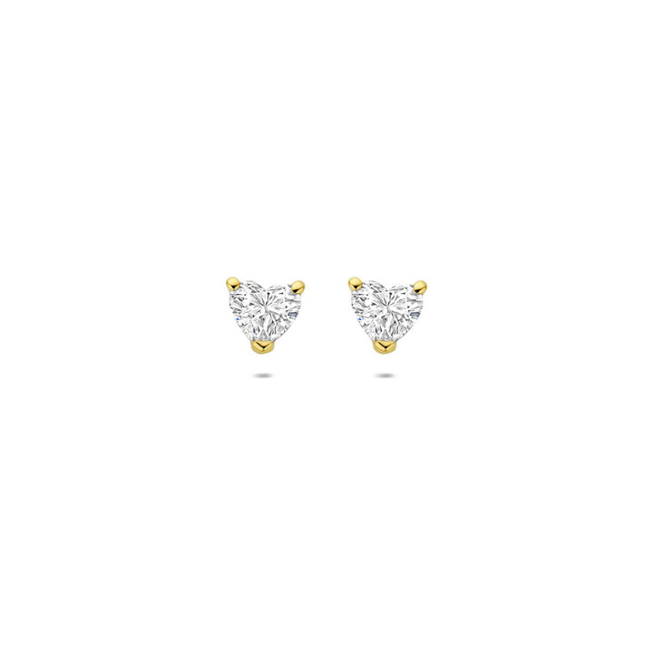 14k Geelgouden oorknopjes met hartvormige lab grown diamant 0.60ct