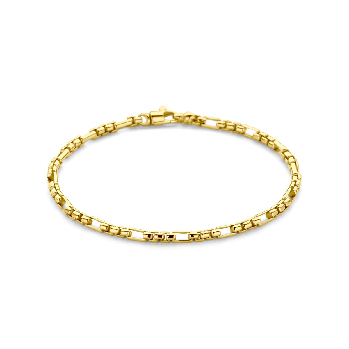 Pulsera de dama de oro amarillo de 14k con núcleo plateado, de 3 mm de grosor.